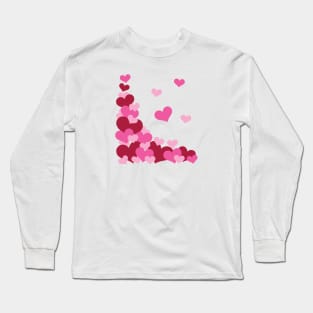 Hearts | Love | Pink | White Long Sleeve T-Shirt